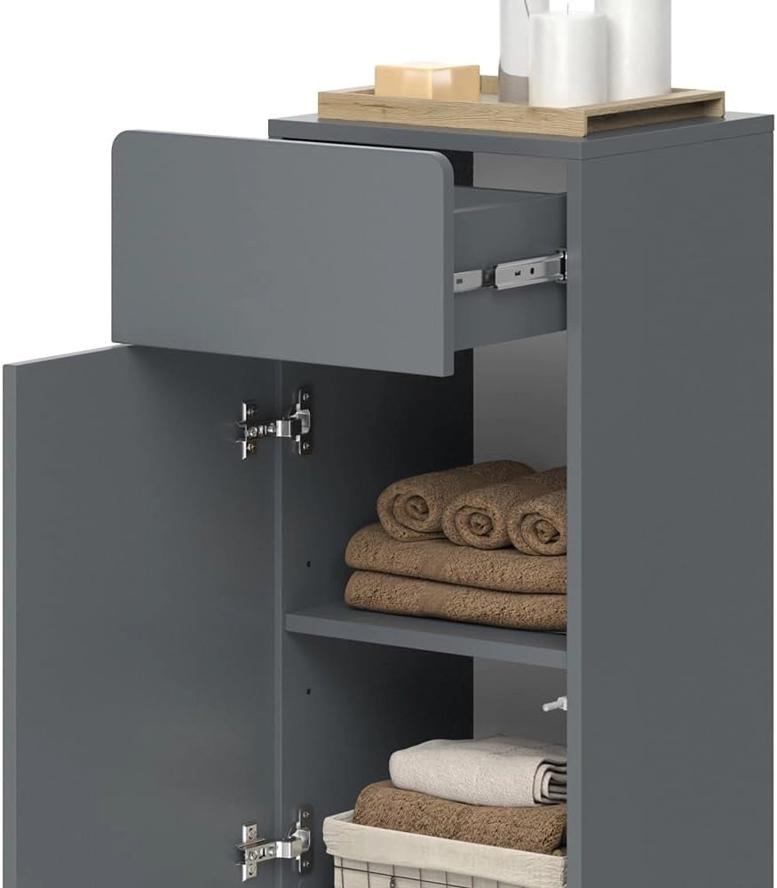 Mobiletto bagno Izan, Grigio, 36.6 x 76.6 cm, a parete, combinabile con altri mobili da bagno Izan