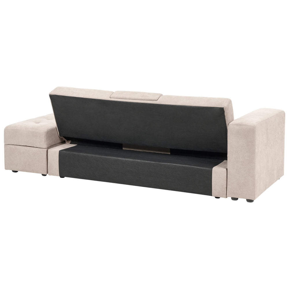Divano letto componibile marrone Storage Ottoman Cassetti estraibili Click Clack Vassoio a ribalta Portabicchieri