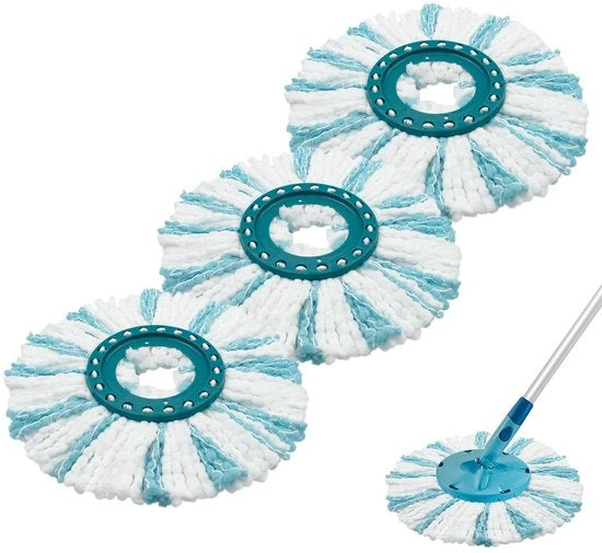 Set di 3 spazzole di pulizia - Testine di pulizia microfibra per tutti i tipi di pavimento (blu/bianco)