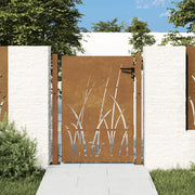 Cancello da giardino 100x150 cm in acciaio Corten con design erba 153229
