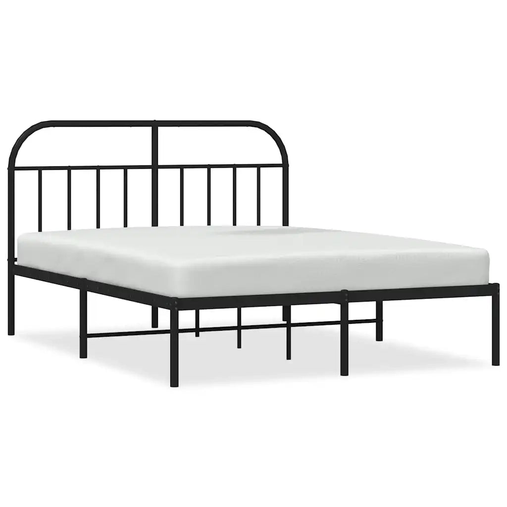 Giroletto con Testiera-Struttura Letto con testiera in Metallo Nero 135x190 cm 558190