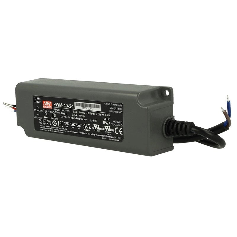 Alimentatore Led MW MEAN WELL PWM-40-24 Dimmerabile 40W 24V IP67 Dimming 3 in 1 0-10V 10V PWM Resistance