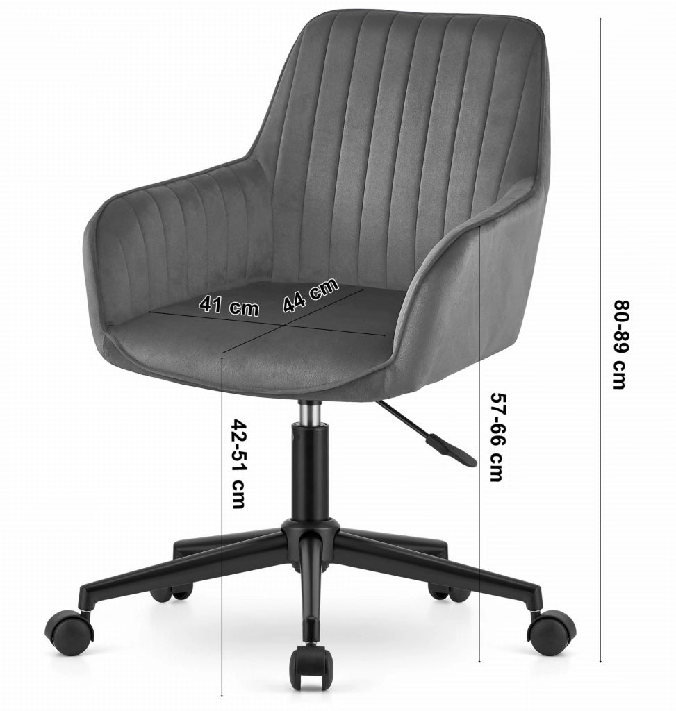 Sedia girevole VALORA ROXY - Design ergonomico moderno in velluto nero