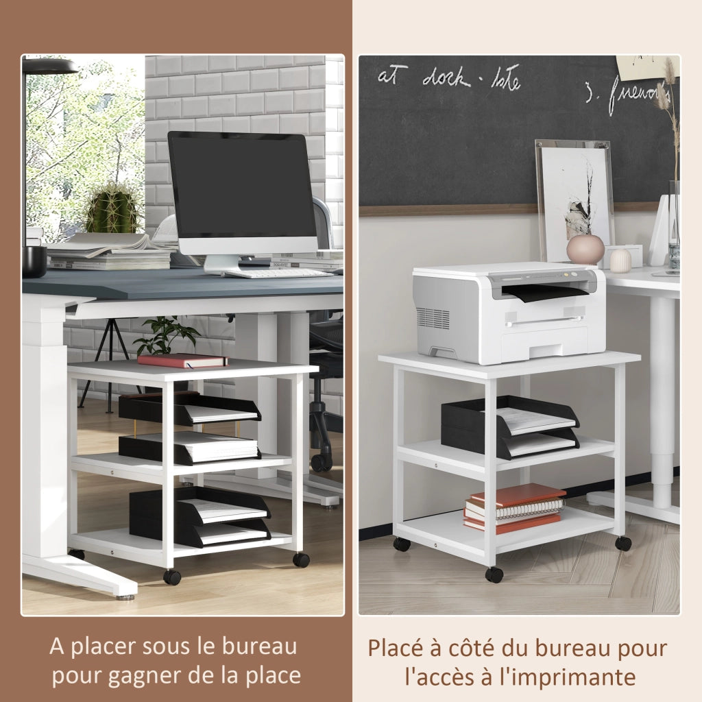 Mobile per stampante 3 livelli con ruote ¨C Zephmum ¨C 50x50x52.5 cm