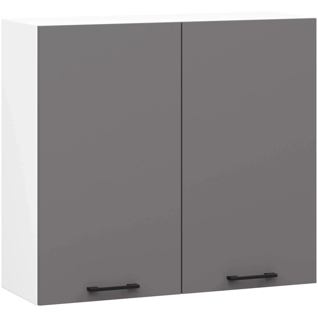 Mobile da cucina pensile sistema AKORD OLIWIA Bianco 80 cm 2 ante inserto frontale Grigio Grafite 80x30x72 cm