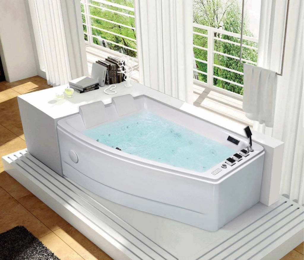 Vasca idromassaggio angolare biposto asimmetrica Radio Bluethoot 170x120cm Slosa Bianco,170x120x63cm (LxPxH) ,Sinistra,2