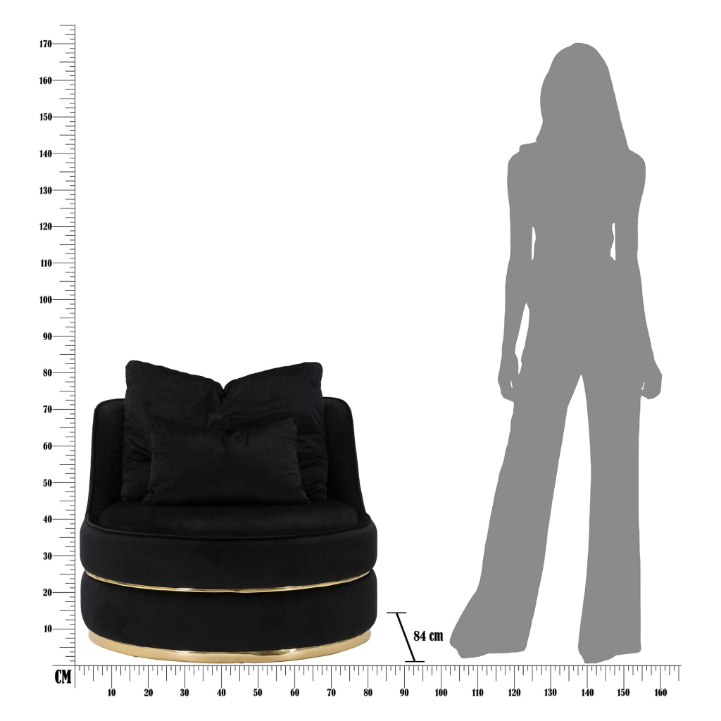 Poltroncina Palang, Poltrona con Cuscini, 84x84x72h cm Nero