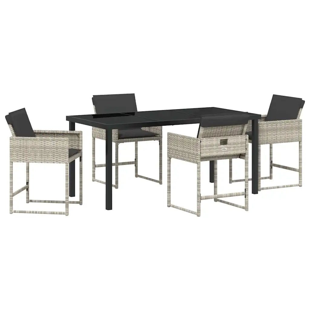 Set da Pranzo per Giardino 5 pcs Grigio chiaro polyrattan 3380735