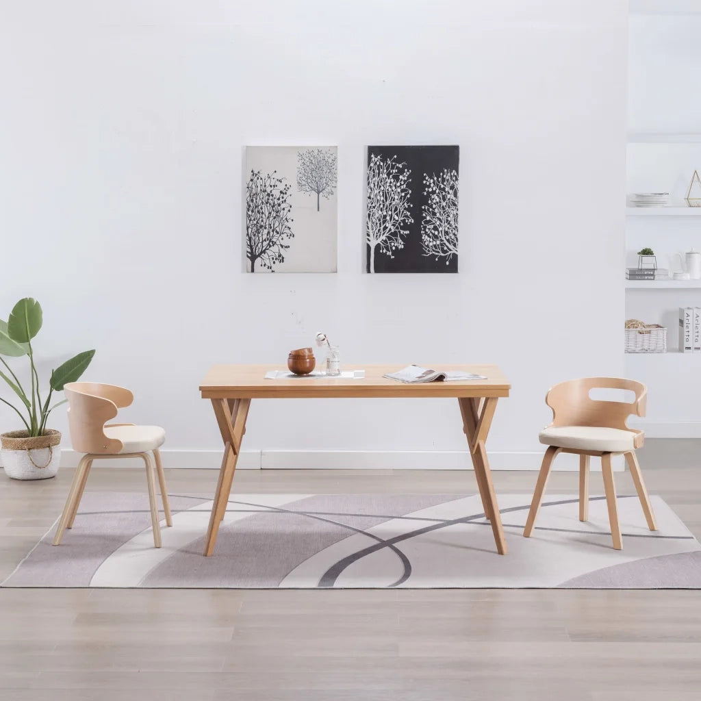 Sedie da Pranzo 2 pz | Sedie da cucina in Legno Curvato e Similpelle Crema