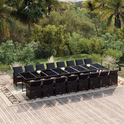 Set da Pranzo da Giardino 17 pz con Cuscini Nero in Polyrattan 3095666