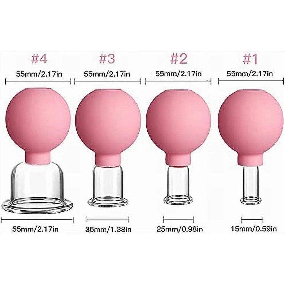 Trade Shop - Set Di 4 Coppette Per Massaggio Facciale Sfera In Silicone Massaggiatore Schiena -