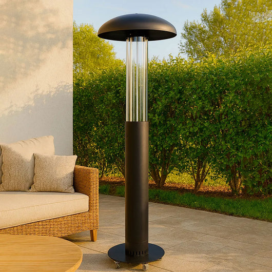 Stufa a Fungo a Pellet Max 7kW Struttura con Vetro Protettivo Lumea Nero