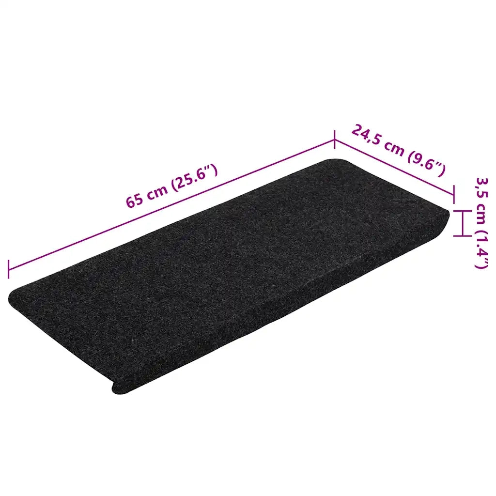 Tappetini Autoadesivi per Scale 15 pz 65x24,5x3,5 cm Nero 343478