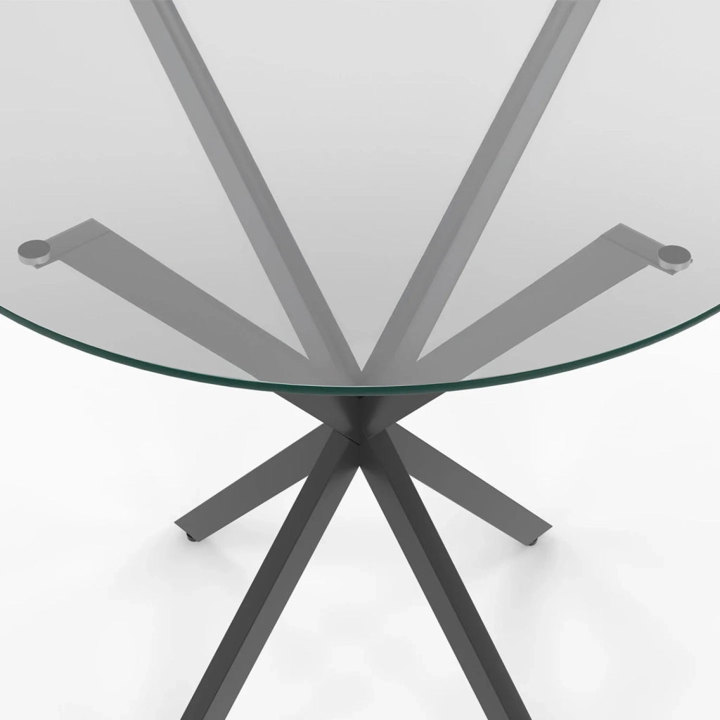 IDMarket - Tavolo da pranzo rotondo per 4 persone ALIX con gamba a ragno nera e piano in vetro da 80 cm