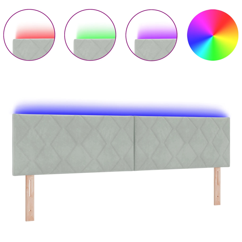 Testiera LED Grigio Chiaro Set di 2 Grigio chiaro