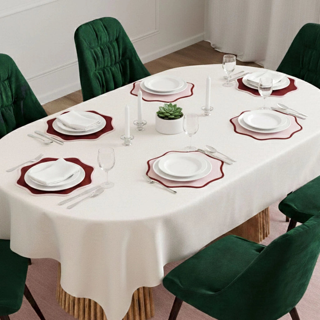 Hati, Tovaglietta Americana set da 6, Bordo Ondulato, Coppia Bicolore Made in Italy, 40x40 cm Rosso