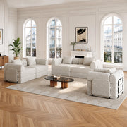Divano letto modulare in chenille khaki con vano nell bracciolo e base antiscivolo