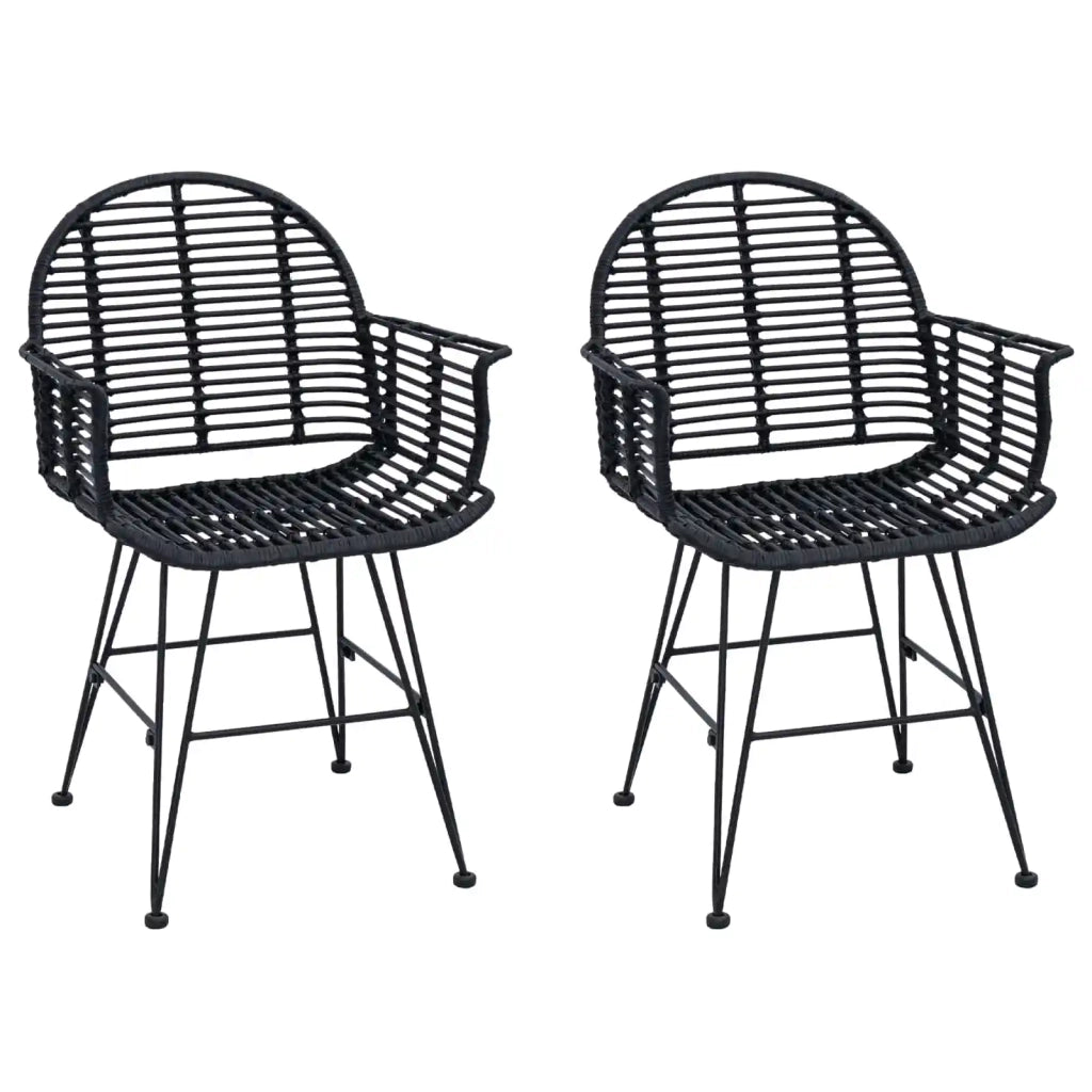 Sedia da pranzo 2 pcs Rattan e Ferro Nero 57 x 55 x 85 cm