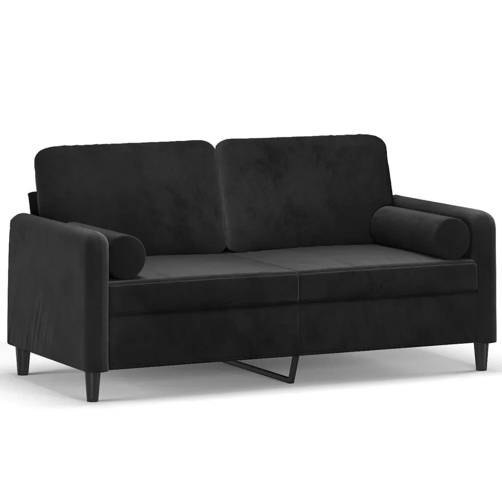 Divano a 2 Posti con Cuscini Nero 140 cm in Velluto 3200886
