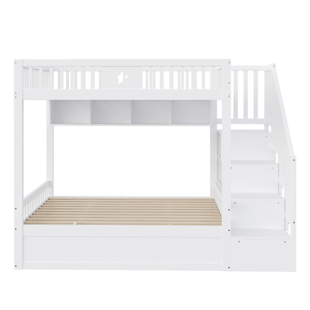 LETTO A CASTELLO 140x200 cm con contenitore idraulico, bianco, legno massello