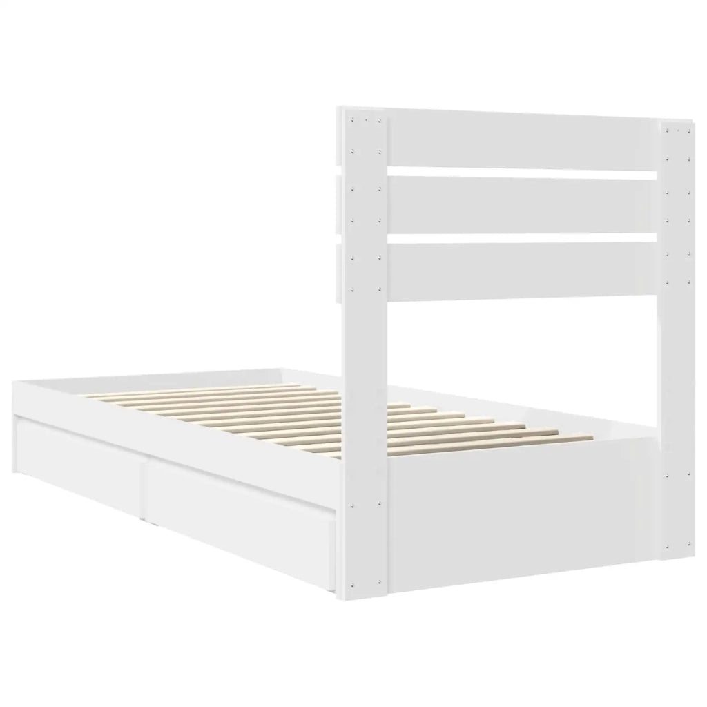 Letto con Contenitore Bianco 75 x 190 cm Legno multistrato 3411604