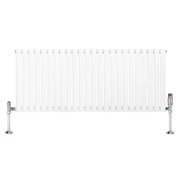 Radiatore Orizzontale Ovale 600x1440mm Bianco con Valvole TRV