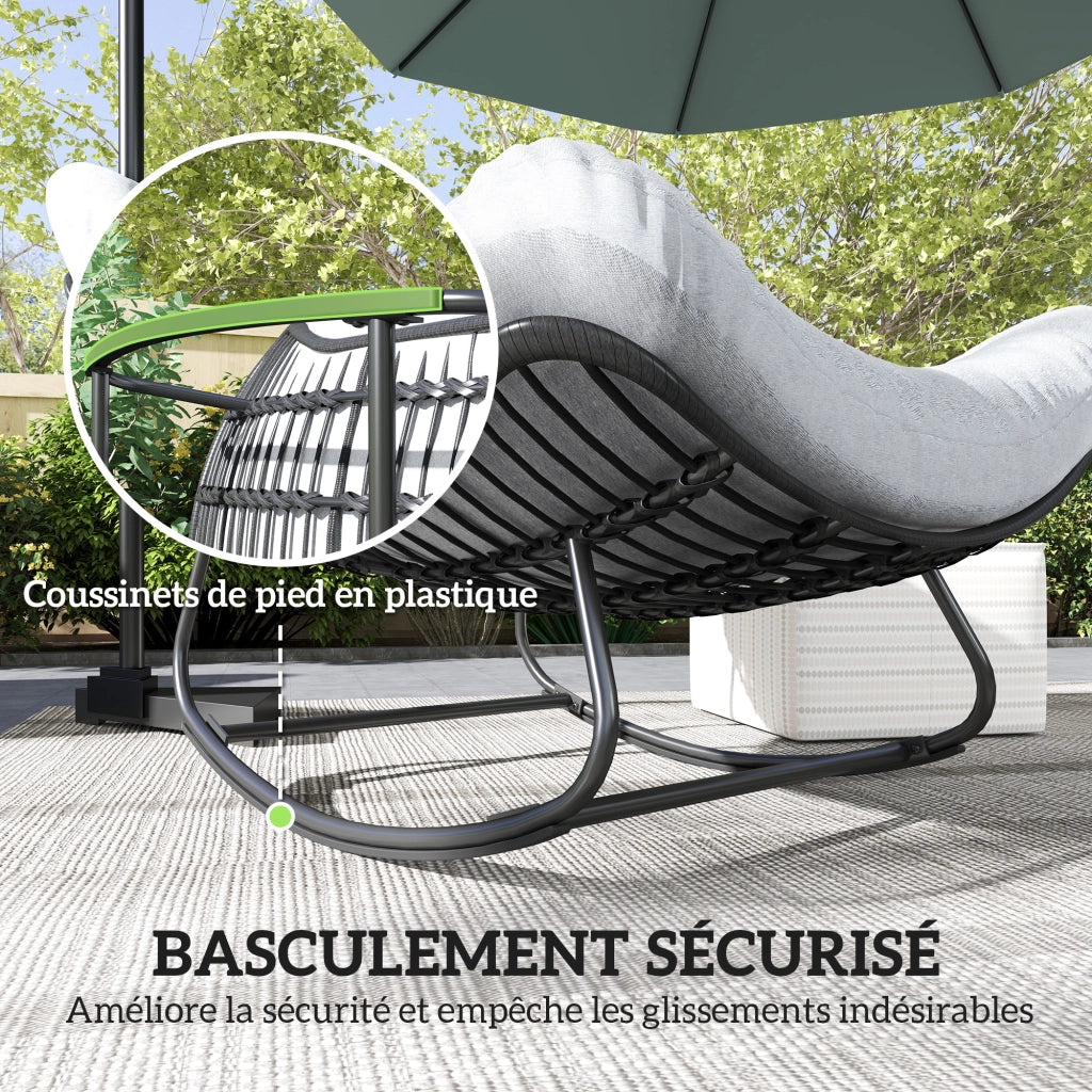 Poltrona dondolo a uovo per giardino con cuscino ¨C zephmum ¨C grigio 98x111x74 cm