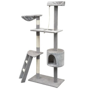 Albero per Gatti con Tiragraffi in Sisal 150 cm Grigio 170485