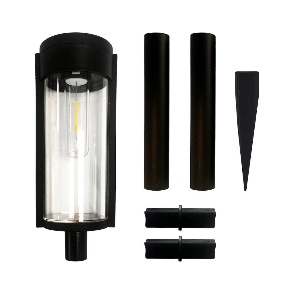 Paletto solare LED 2pz 65cm nero tondo 3000K IP44