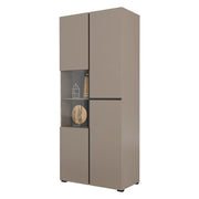 Vetrina alta 2 porte collezione HAVANA. Colori beige e nero.