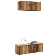 Set Mobile TV 2 pz Montato a Parete Legno Antico in Truciolato 3329005