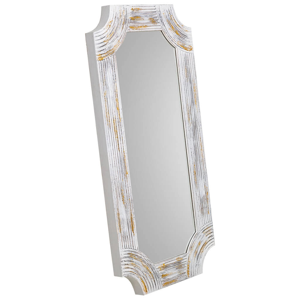 Specchio rettangolare in legno con rilievo grigio 60x120x5h