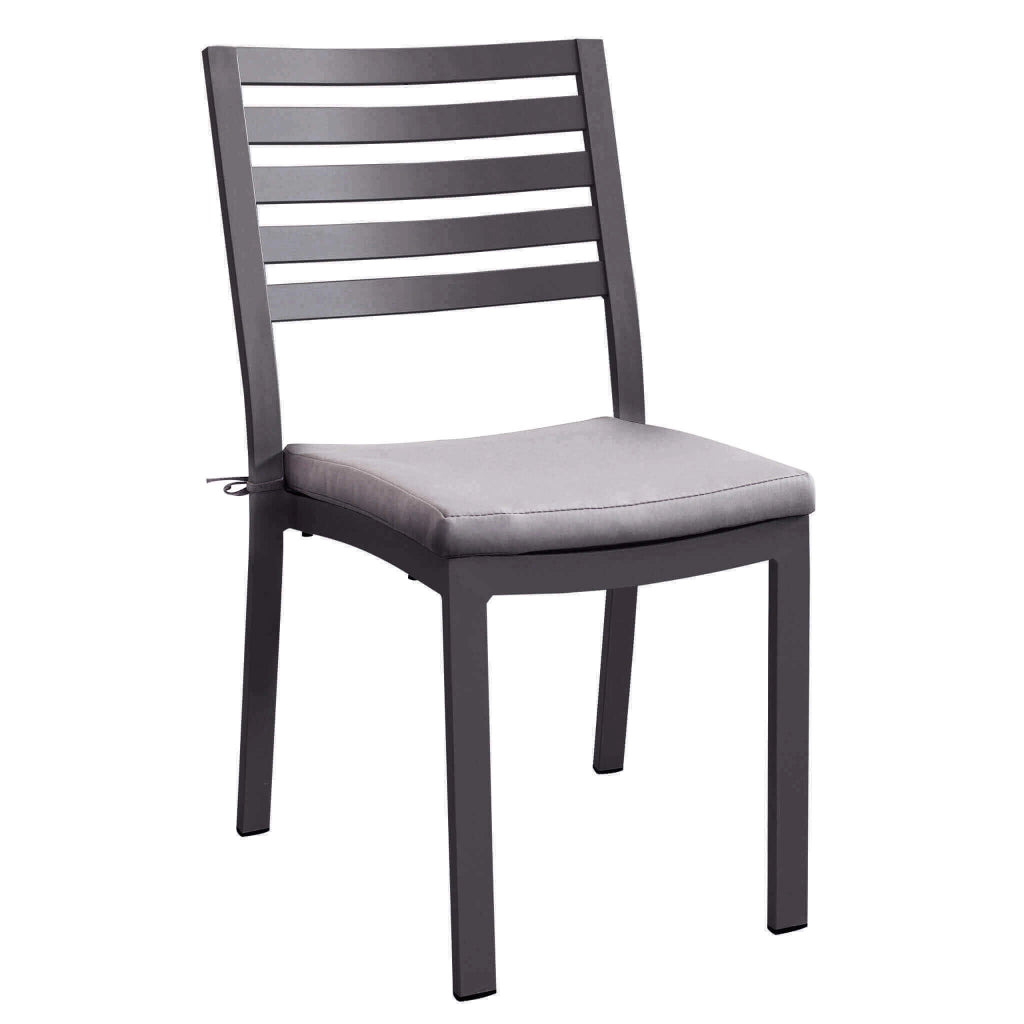 SEDIA FORMENTERA IN ALLUMINIO GRIGIO CON CUSCINO TAUPE