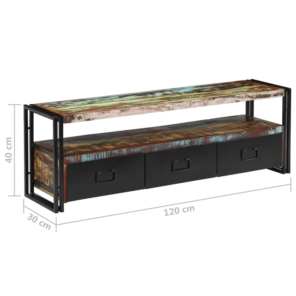 Mobile Porta TV in Legno Massello di Recupero 120x30x40 cm 244844
