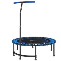 Trampolino Fitness Ø145 cm con Manubrio Regolabile su 5 Posizioni, 36 Molle Bungee e Capacità 200 kg, Blu