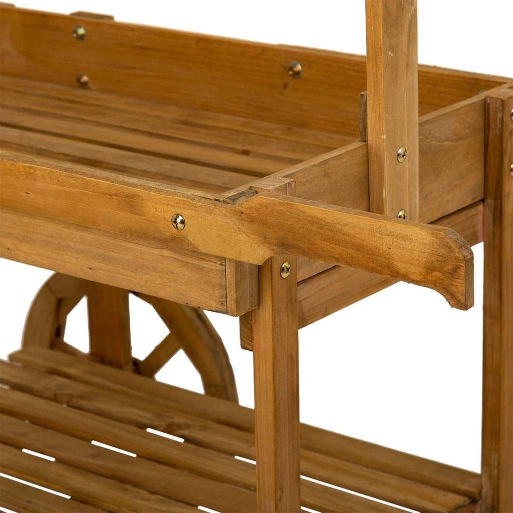 Carrello espositivo con ruote in legno marrone 55x86x135h