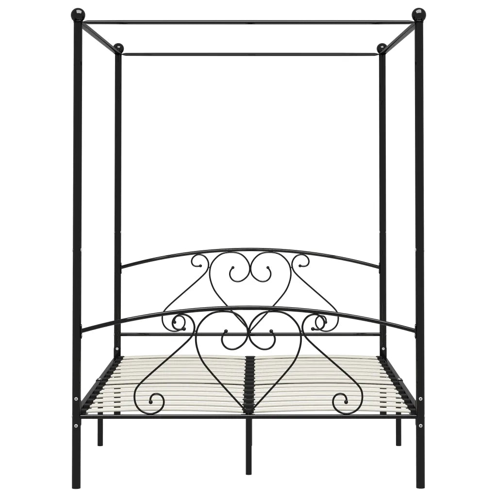 Letto a Baldacchino Nero in Metallo 160x200 cm  cod mxl 64499