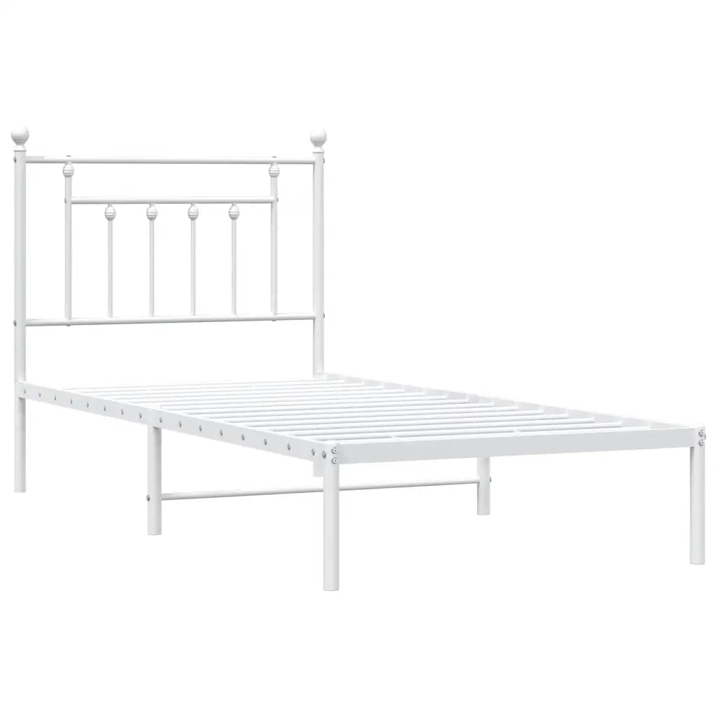 Giroletto con Testiera-Struttura Letto con testiera Metallo Bianco 90x200 cm 595038