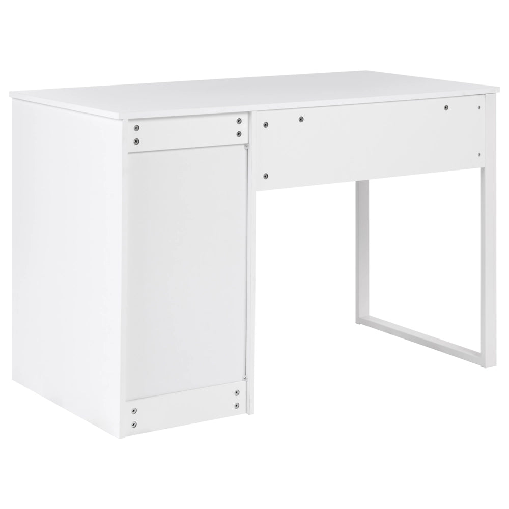 Scrivania da ufficio in stile scandinavo con cassetti in legno 120x60 cm Bianco Cassetto contenitore Legno chiaro Design minimalista