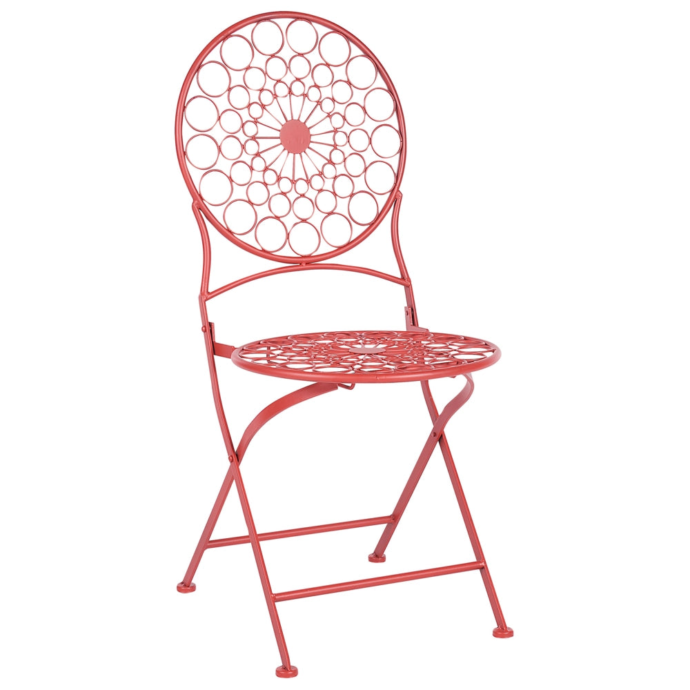 Set di 2 sedie da giardino Bistro in ferro rosso pieghevole all'aperto resistenza alla ruggine UV stile retrò francese