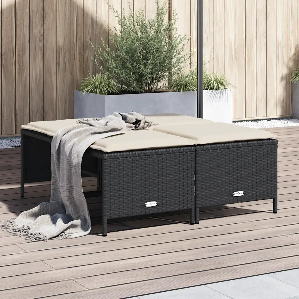 Sgabelli da Giardino con Cuscini 4 pz Neri in Polyrattan CFW4037941