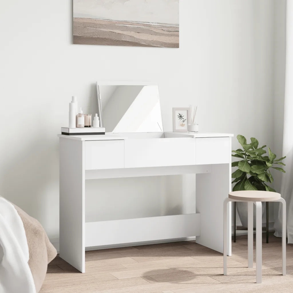 Toeletta | Tavolo da Trucco con Specchio Bianco 100x45x76 cm