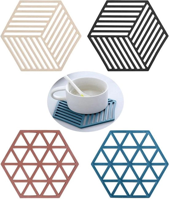 Set di 4 Sostituenti Piatto in Silicone - Resistenti alla Lavastoviglie - Antiscivolo - 4 pezzi - Nero - Silicone