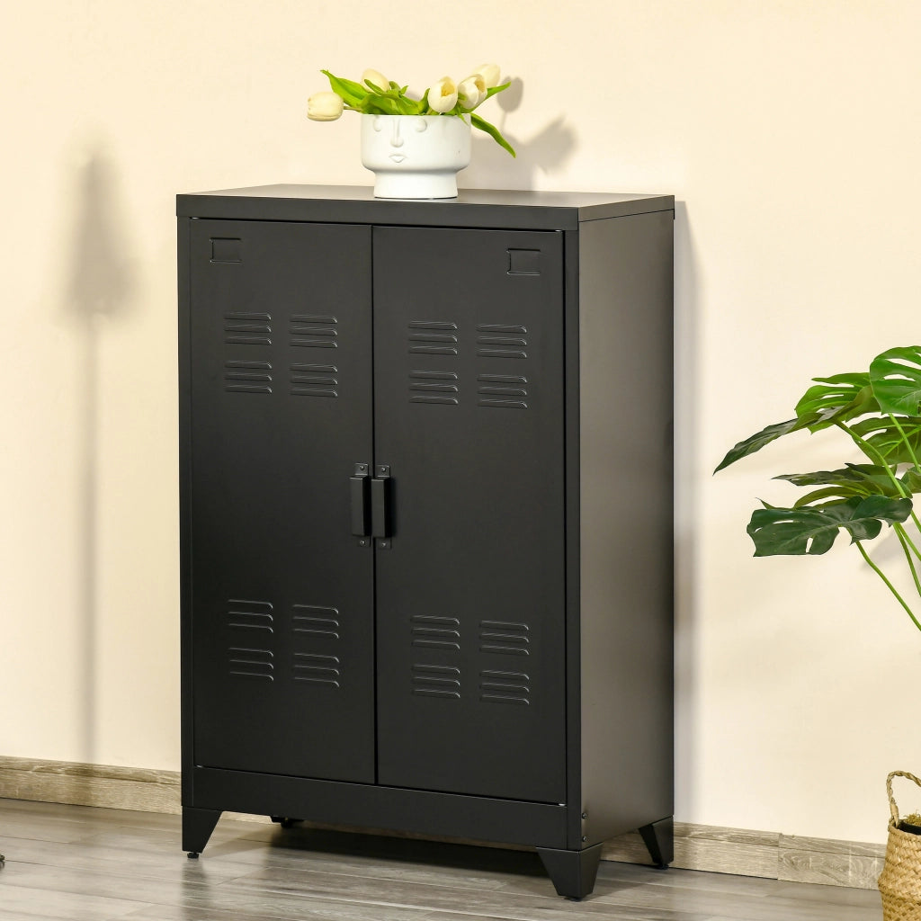 Armadio a 2 Ante Stile Industriale ¨C zephmum ¨C Nero, Metallico, 75x33x110 cm