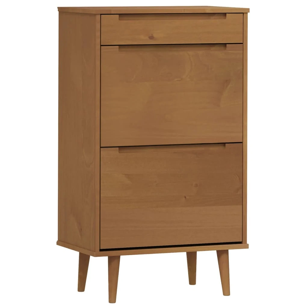Scarpiera mobiletto portascarpe mobile per ingresso/corridoio/soggiorno 59,5 x 35 x 103 cm legno di pino marrone 02_0021898