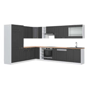 Cucina angolare completa Fame-Line Antracite-oro/Bianco 347 x 60 cm, PL Rovere Vicco