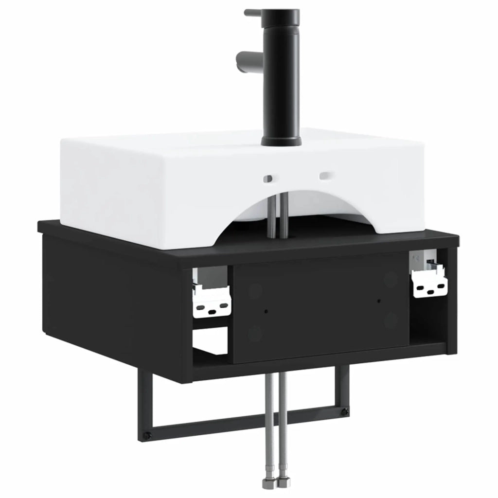 Lavabo da Parete Nero 40 x 41 x 39 cm Legno ingegnerizzato CFW9140165