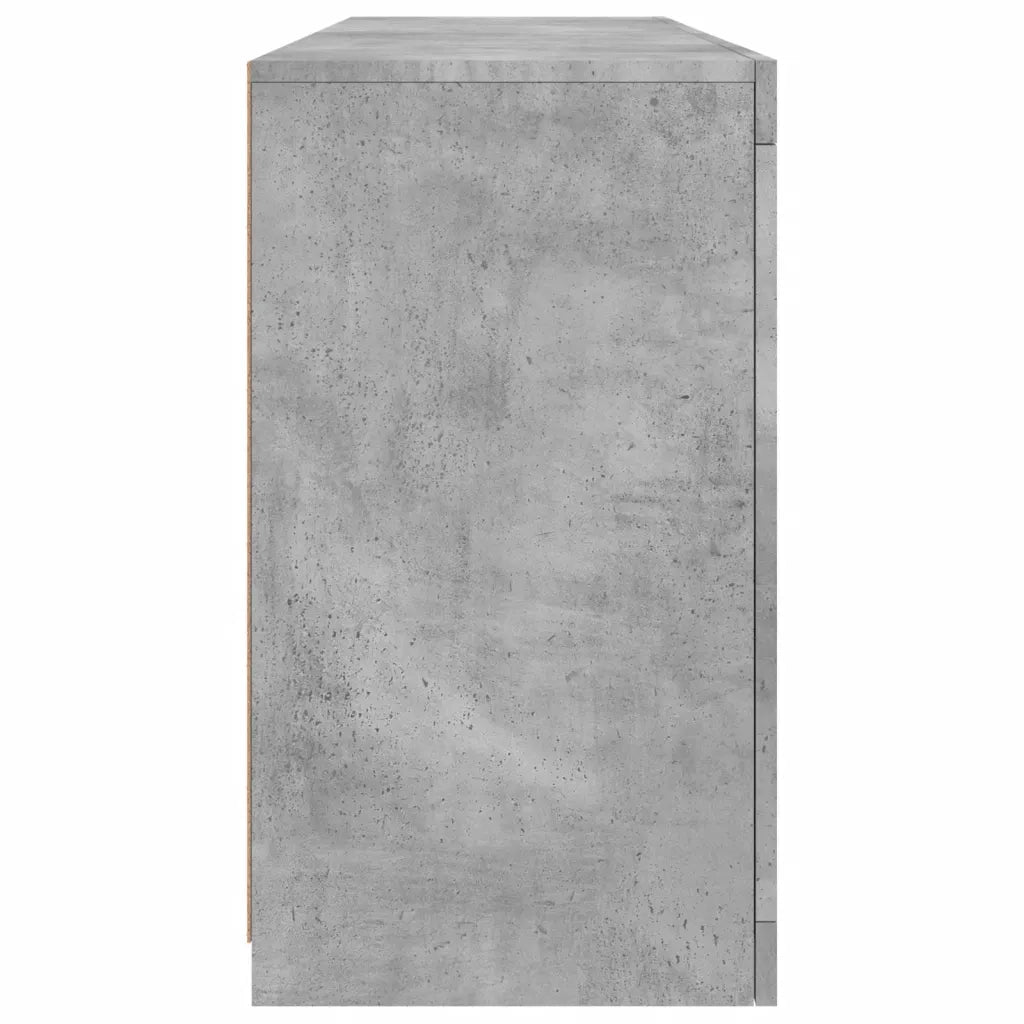 Credenza con Luci LED-Buffet-Armadio da cucina Grigio Cemento 163x37x67 cm