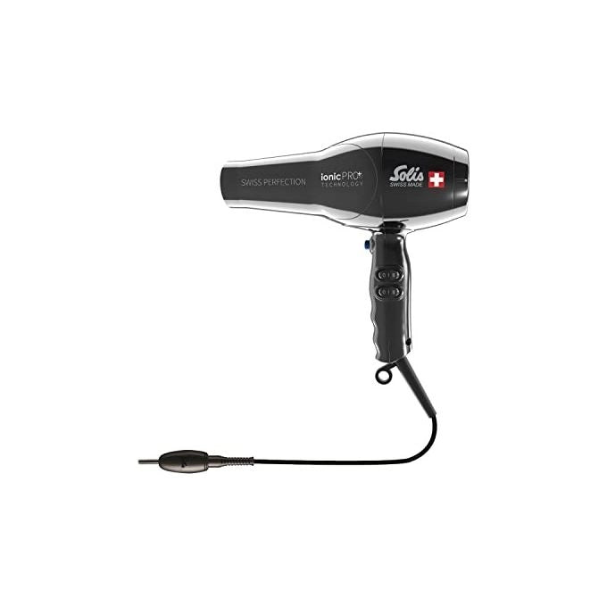 Solis 96812 Swiss Perfection 360 Asciugacapelli 2300 W Tecnologia IonicPRO Cavo 360° 3 Temperature 2 Velocita' Beccuccio per Styling incluso colore Nero