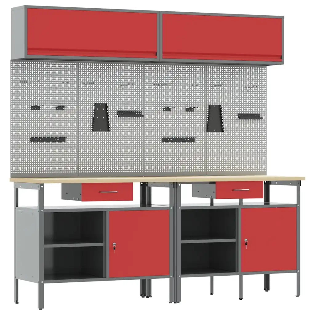 Set banco da lavoro con cassetto 8 pcs Rosso e Grigio 3321499